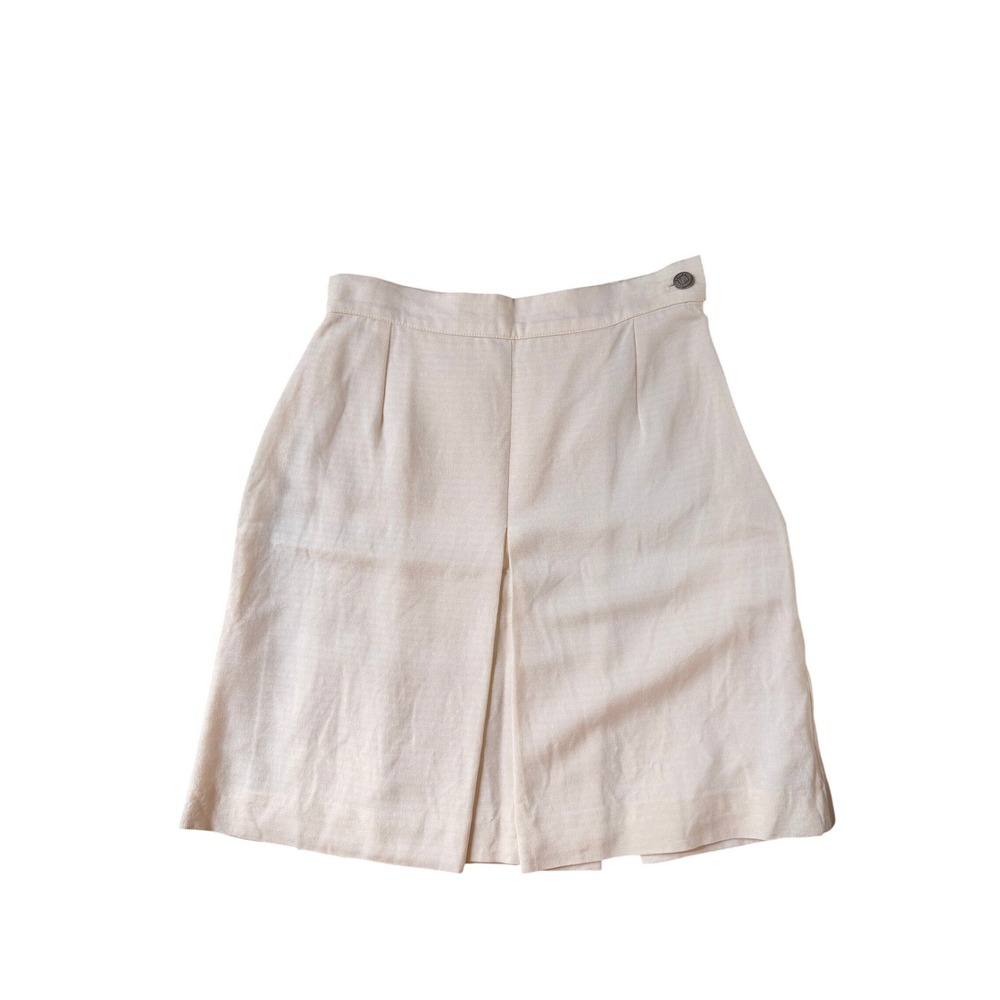 Vintage Fendi 365 Cream Wool Blend Pleated Mini Skirt Made in Italy IT 40 US 4